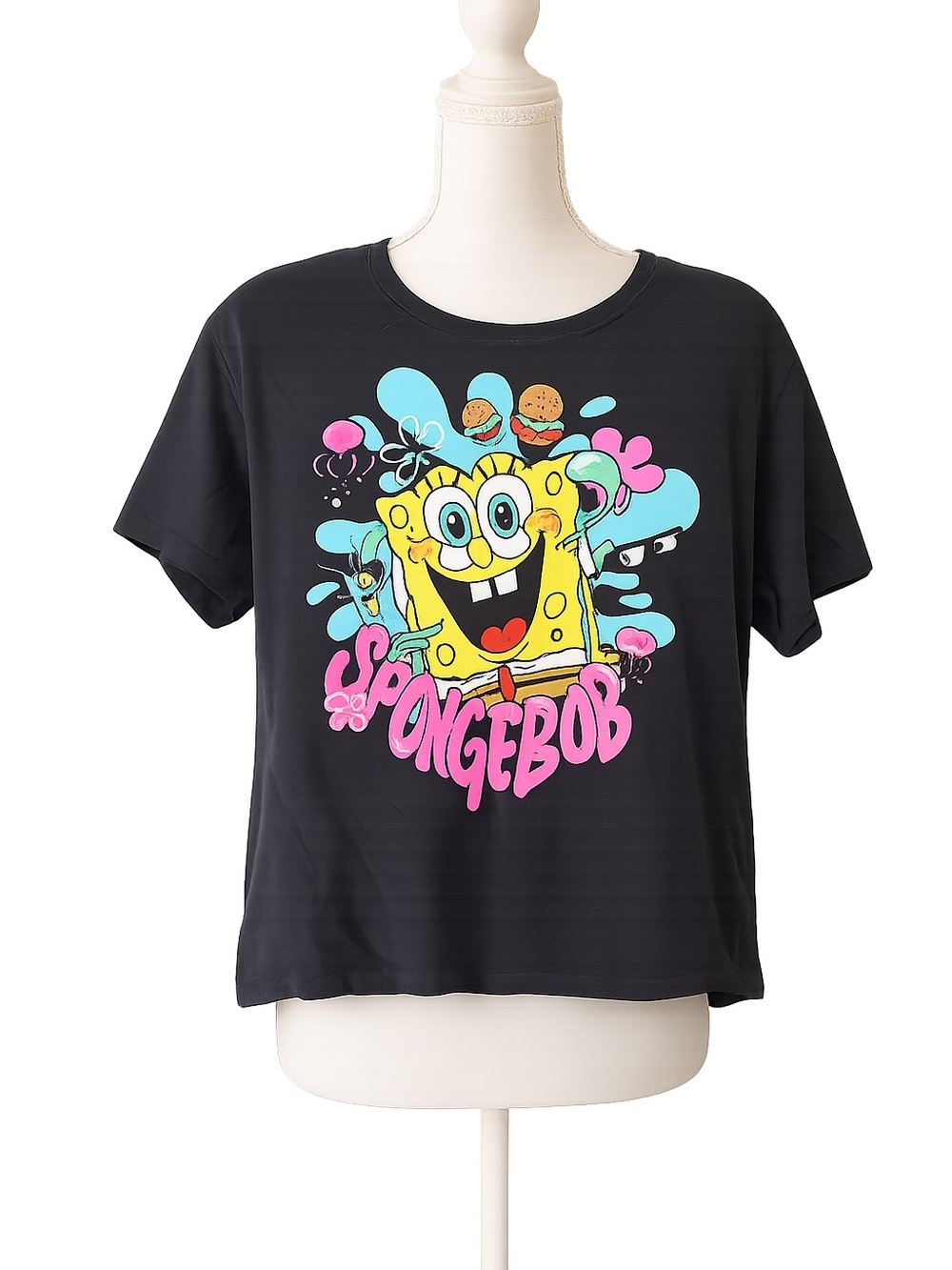 Nickelodeon SpongeBob Graphic Tee - Black with Yellow, Pink & Blue